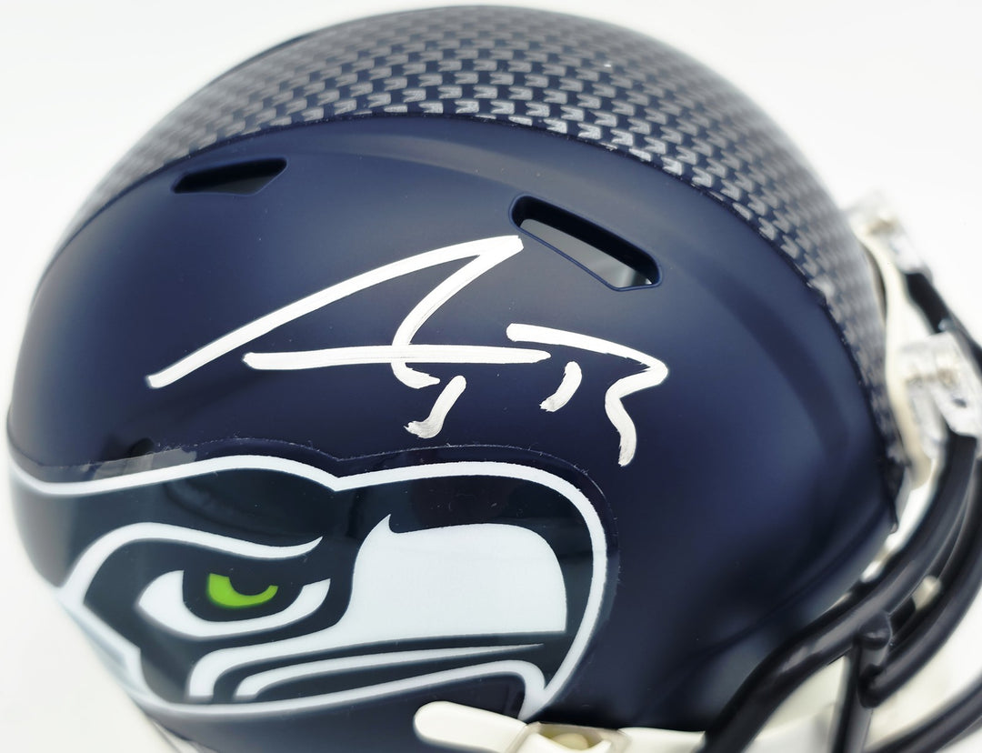 AJ Barner Signed Seattle Seahawks Blue Speed Mini Helmet Beckett Witness