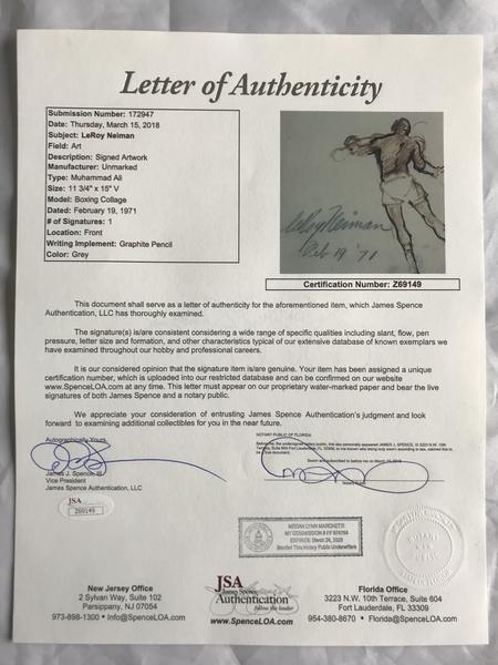 Original 1/1 Leroy Neiman Drawing Of Muhammad Ali JSA COA Autograph