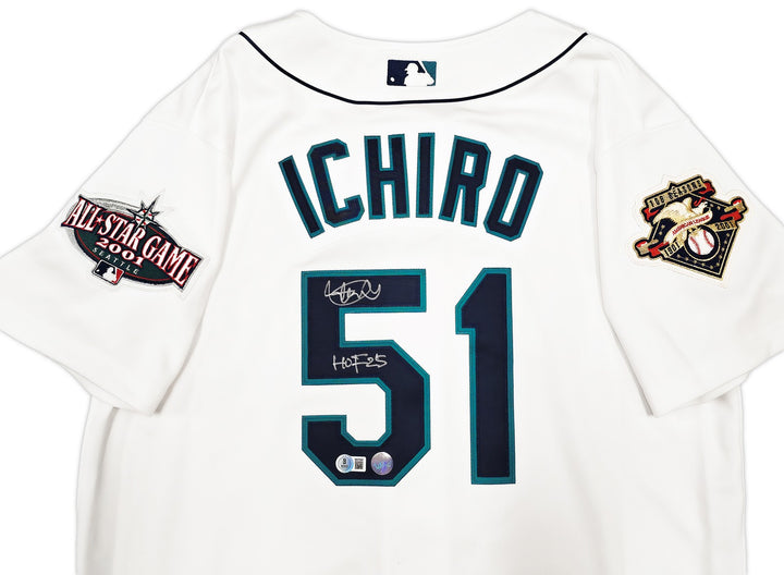 Mariners Ichiro Suzuki Auto White M&N Cooperstown 2001 Rookie Jersey 44 HOF 25