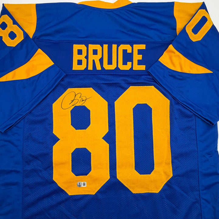 Autographed/Signed Isaac Bruce Los Angeles LA Retro Blue Jersey Beckett BAS COA