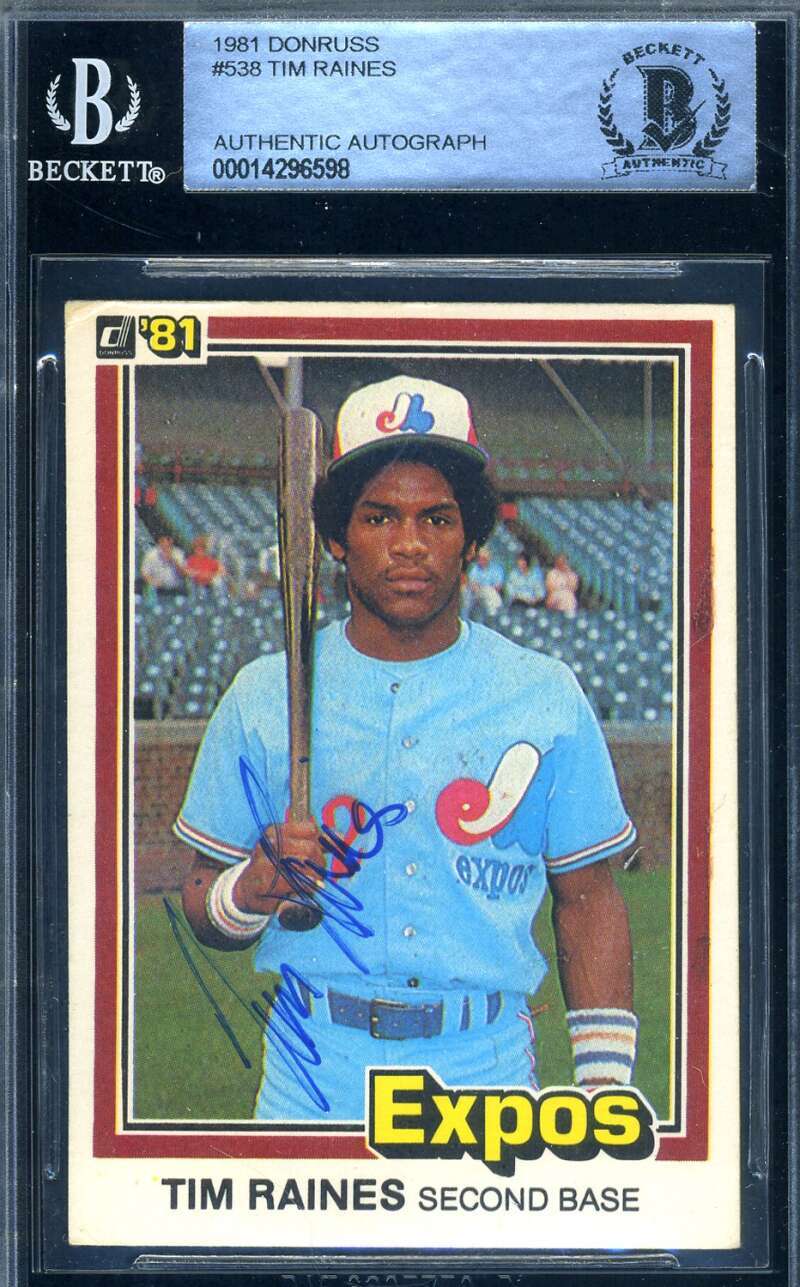 Tim Raines BAS Beckett Signed 1981 Donruss Rookie Autograph