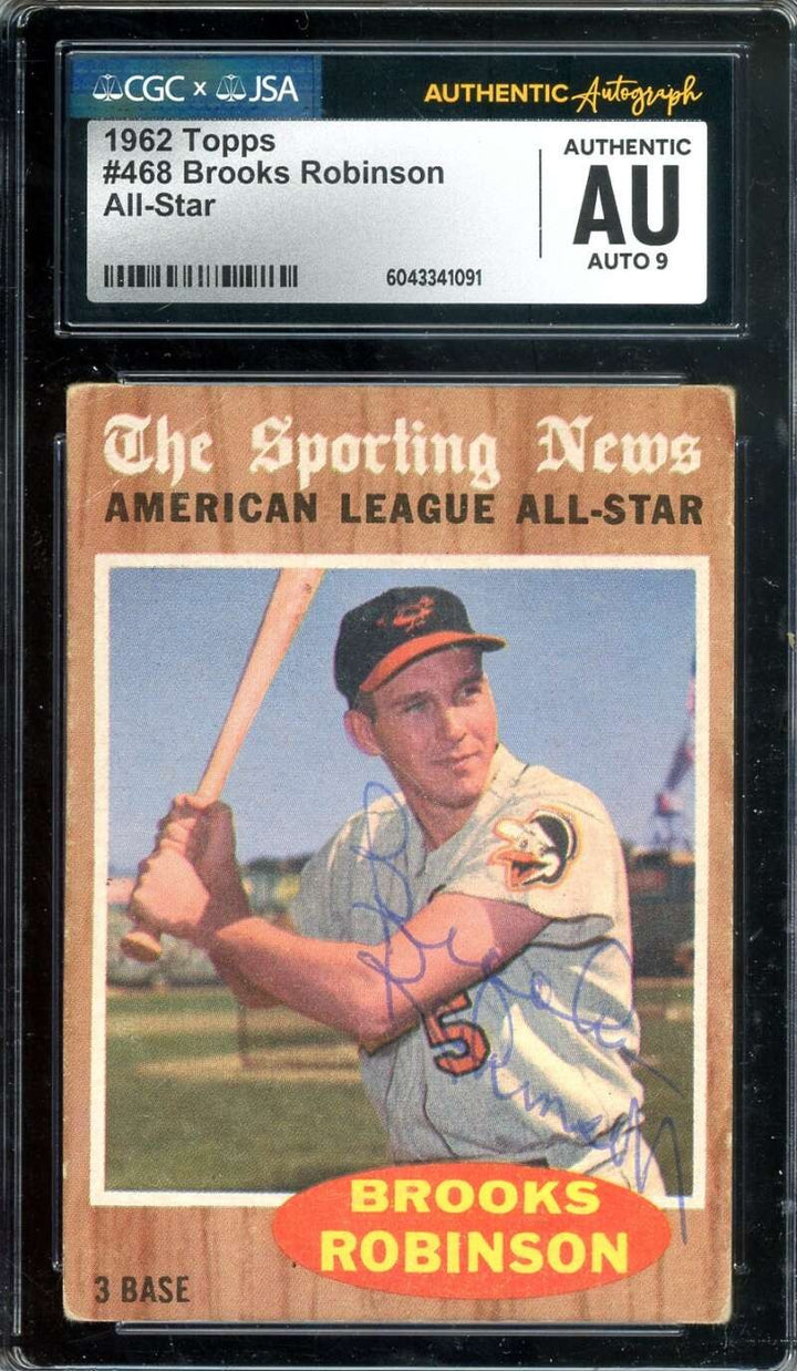 Brooks Robinson Mint 9 CGC JSA Coa Signed 1962 Topps All Star Autograph