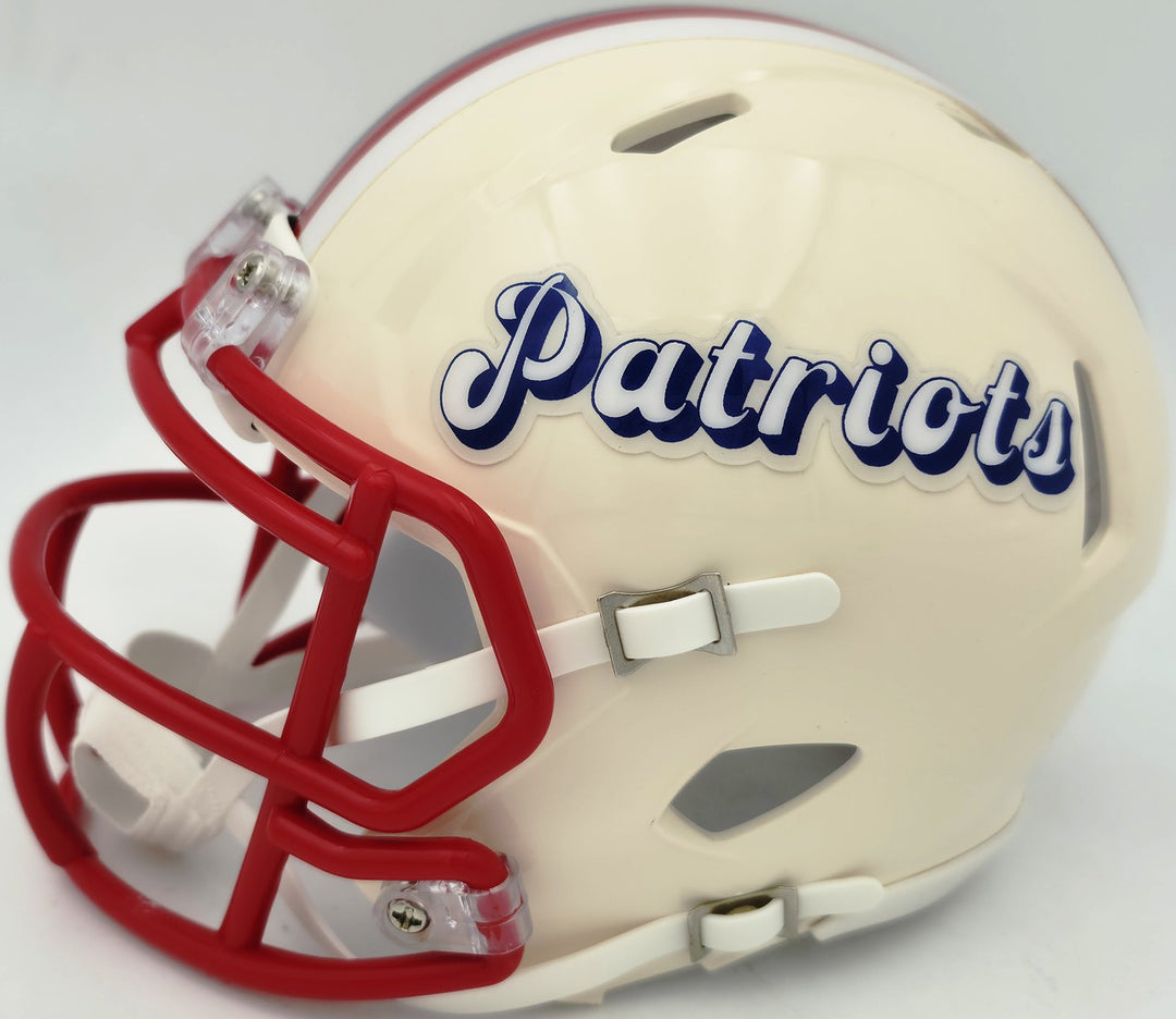 Mike Vrabel Signed Patriots Cream Retro Speed Mini Helmet JSA Witness