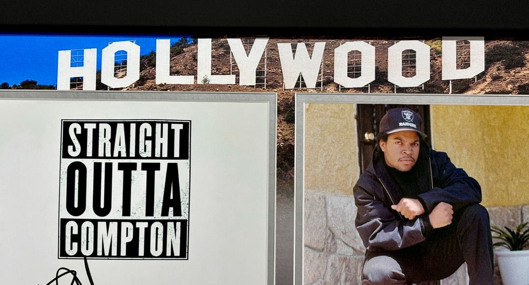 Ice Cube Autographed Script Straight Outta Compton Framed Collage BAS COA Photo