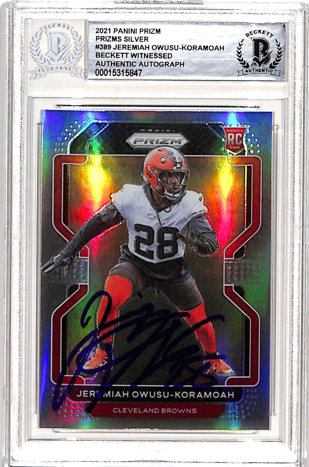 Jeremiah Owusu-Komamoah Signed 2021 Panini Silver #389 Beckett 38724