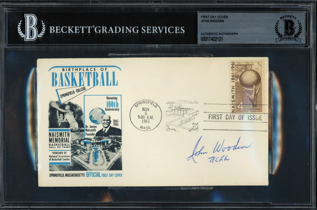 John Wooden Autographed Signed 1961 First Day Cover UCLA Beckett BAS #17402121