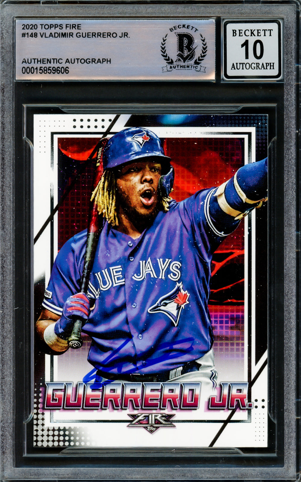 Vladimir Guerrero Jr. Autographed 2020 Topps Fire Card Gem 10 Auto Beckett