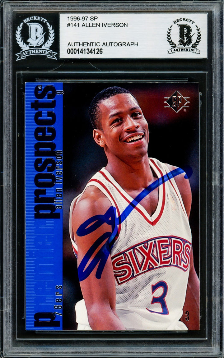 Allen Iverson Signed 1996-97 Upper Deck SP RC 141 Philadelphia 76ers Beckett