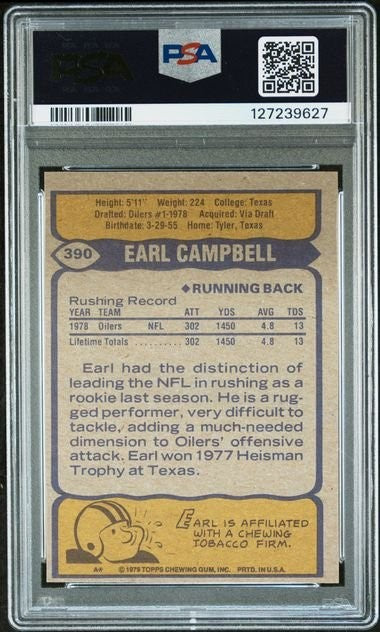 Graded 1979 Topps Earl Campbell #390 Rookie RC Football Card PSA 6 EX-MT