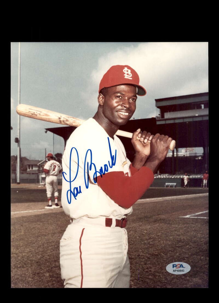 Lou Brock PSA DNA Signed 8x10 Photo Autograph Cardinals