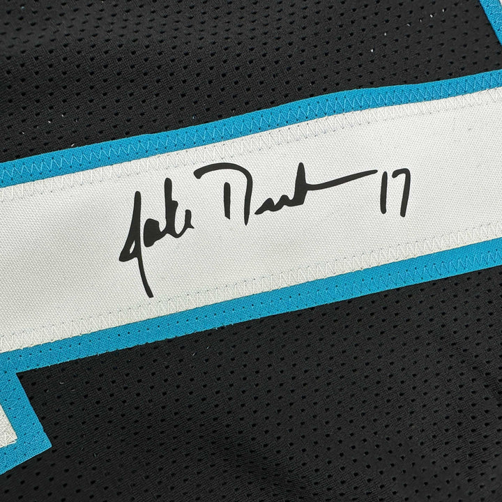 Facsimile Autographed Jake Delhomme Carolina Black Reprint Jersey Size Men's XL