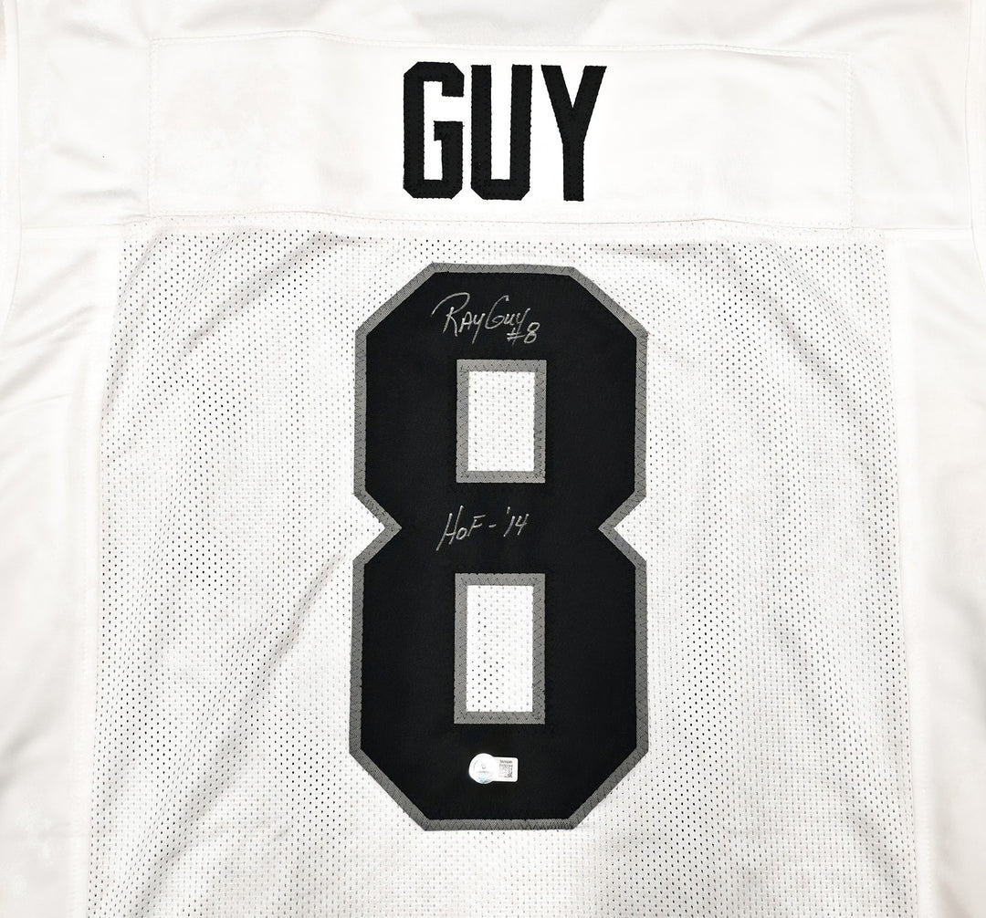 Oakland Raiders Ray Guy Signed White Jersey "HOF 14" Beckett