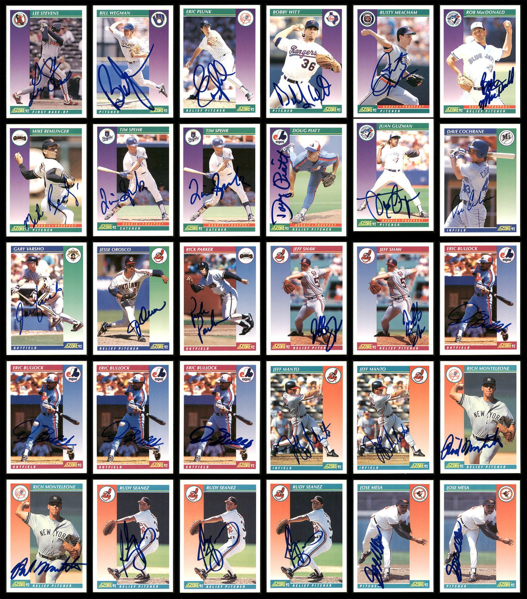 1992 Score Baseball Autographed Signed Cards Lot Of 128