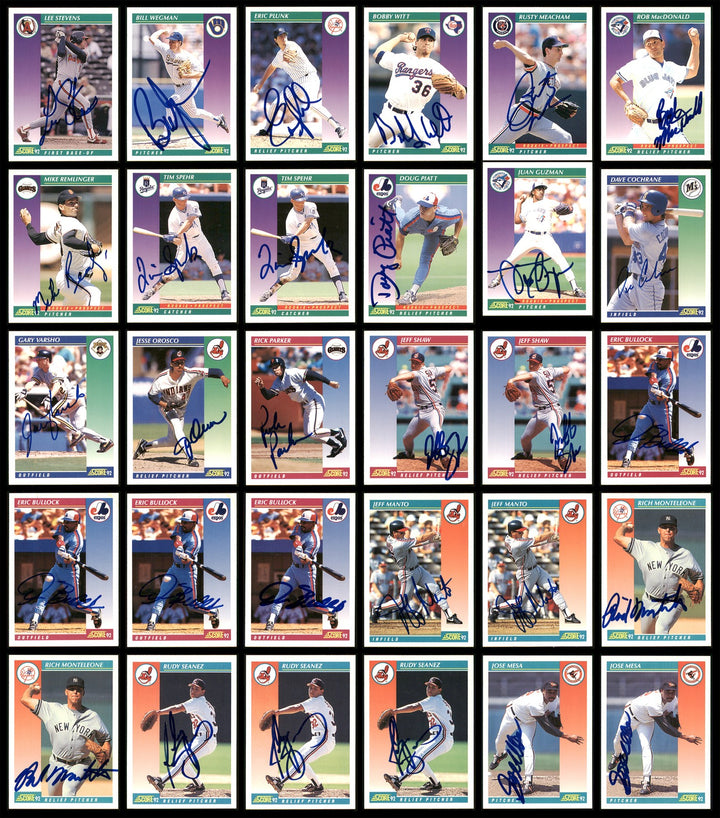 1992 Score Baseball Autographed Signed Cards Lot Of 128