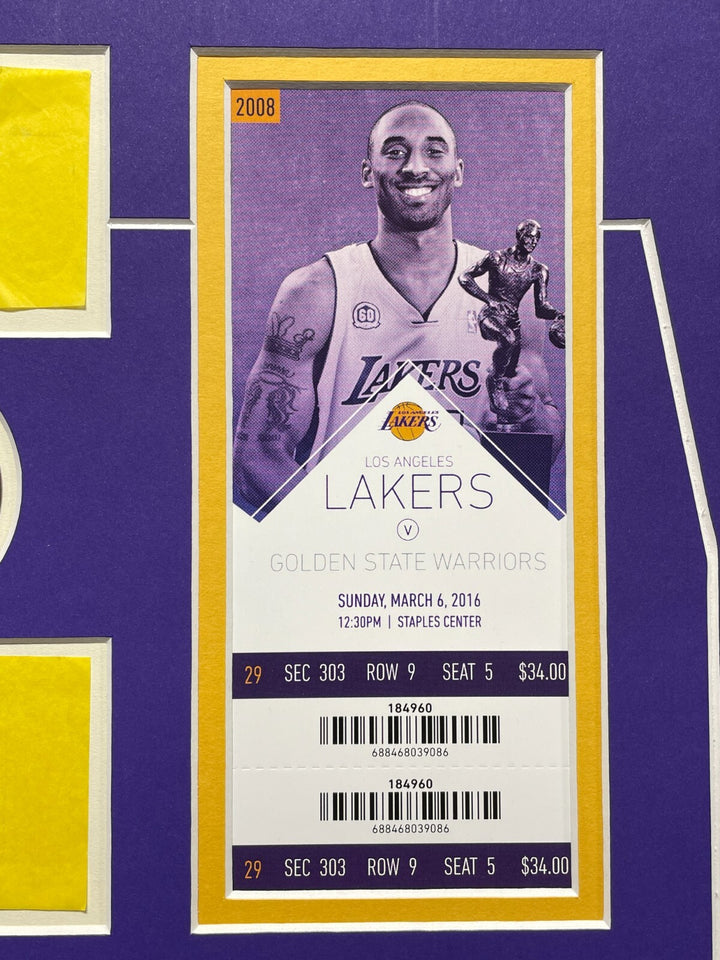 Kobe Bryant Final Lakers Game Used Confetti / Last Season Ticket Framed #D/248