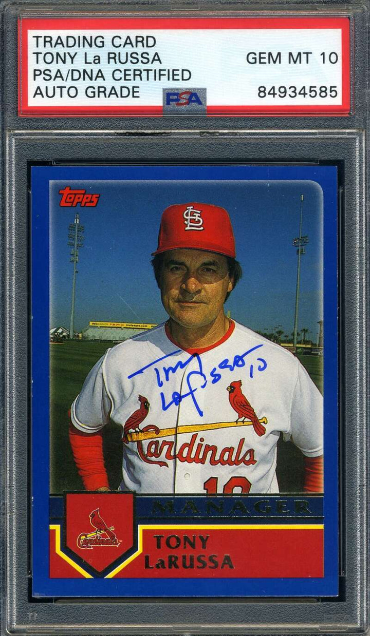 Tony La Russa Gem Mint 10 PSA DNA Signed 2002 Topps Autograph