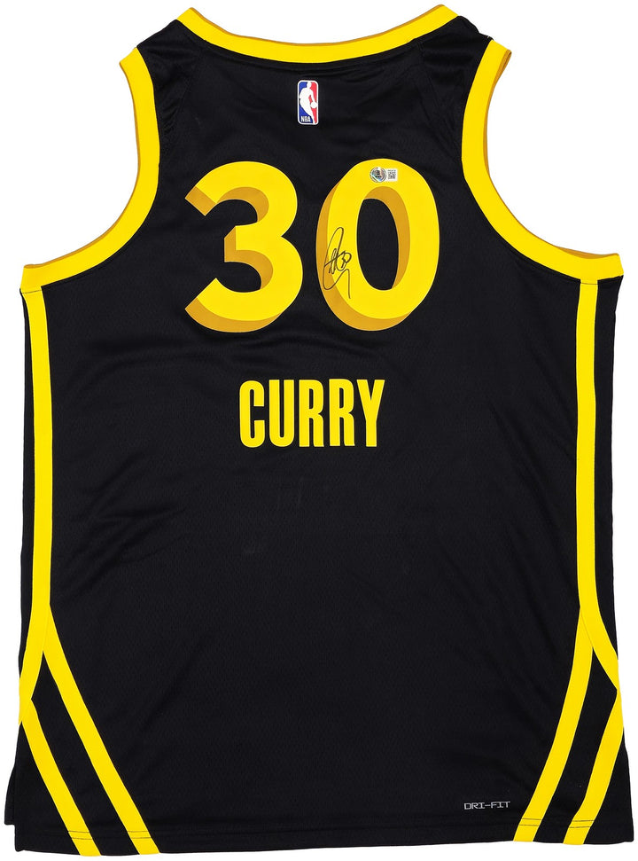 Warriors Stephen Curry Auto Black Nike Swingman City Edt Jersey Size 48 Beckett