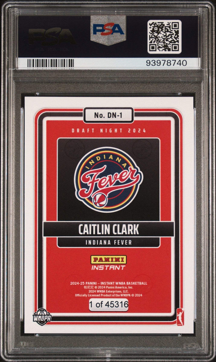 Graded 2024 Panini Instant WNBA Caitlin Clark #DN1 RC Basketball Card PSA 9