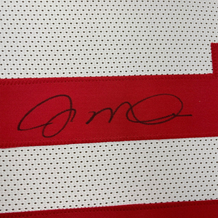Framed Signed Joe Montana 35x39 San Francisco White Jersey JSA COA