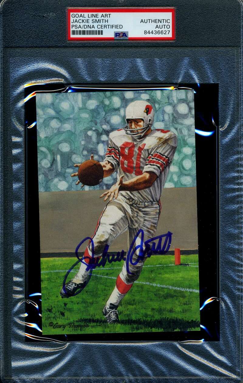Jackie Smith PSA DNA Slabbed Signed Goal Line Art Card Autograph