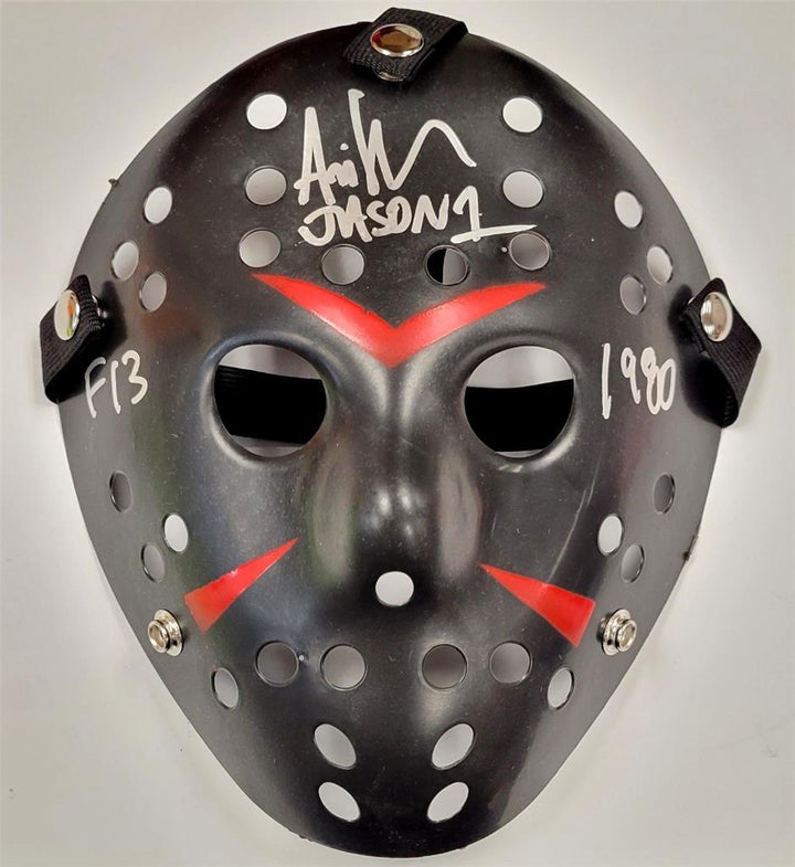 Ari Lehman signed "F13 1980" Friday the 13th Jason Mask autograph Beckett BAS