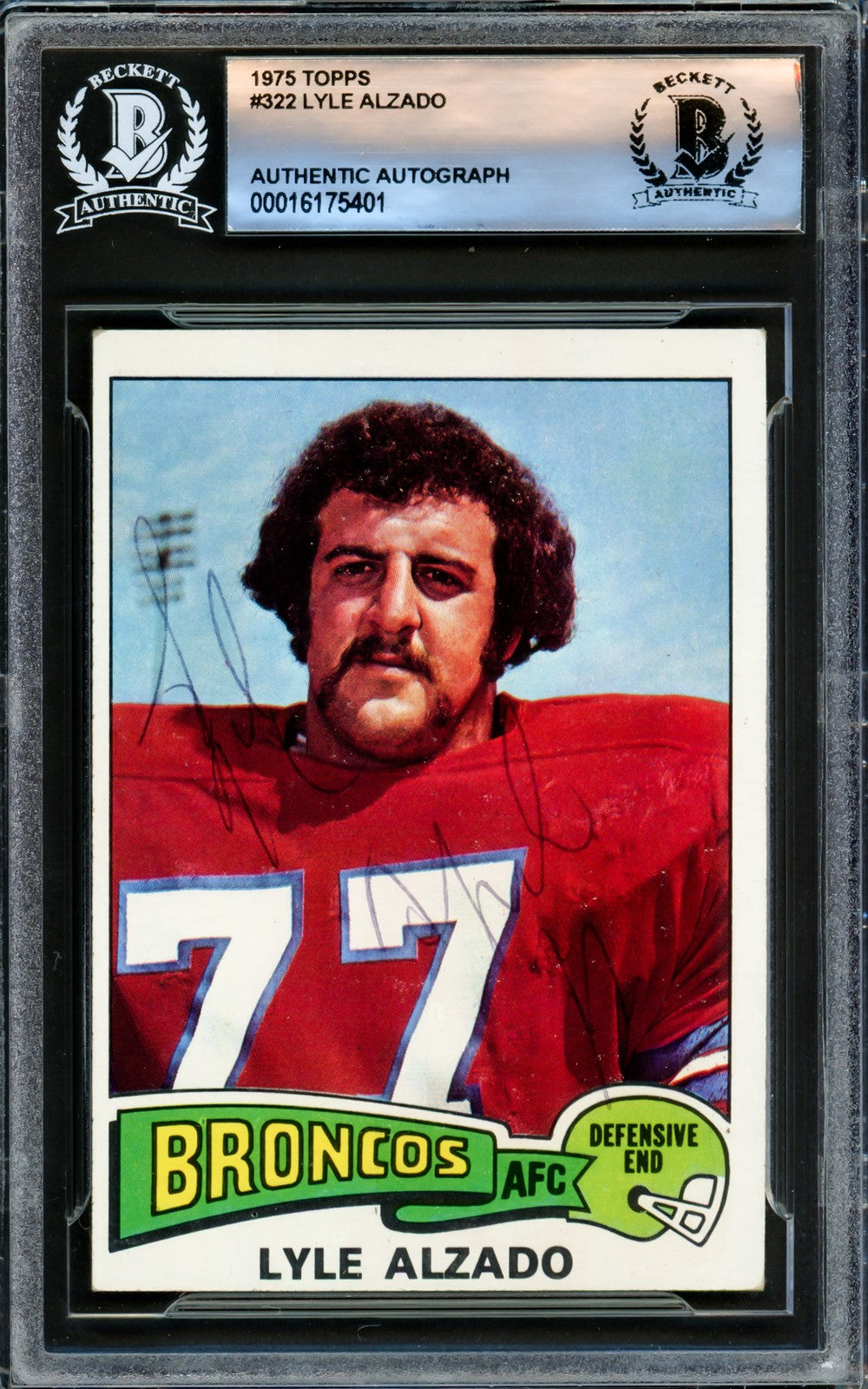 Lyle Alzado Signed 1975 Topps Card #322 Denver Broncos Beckett BAS #16175401