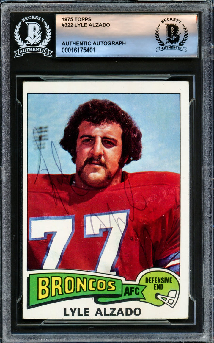 Lyle Alzado Signed 1975 Topps Card #322 Denver Broncos Beckett BAS #16175401