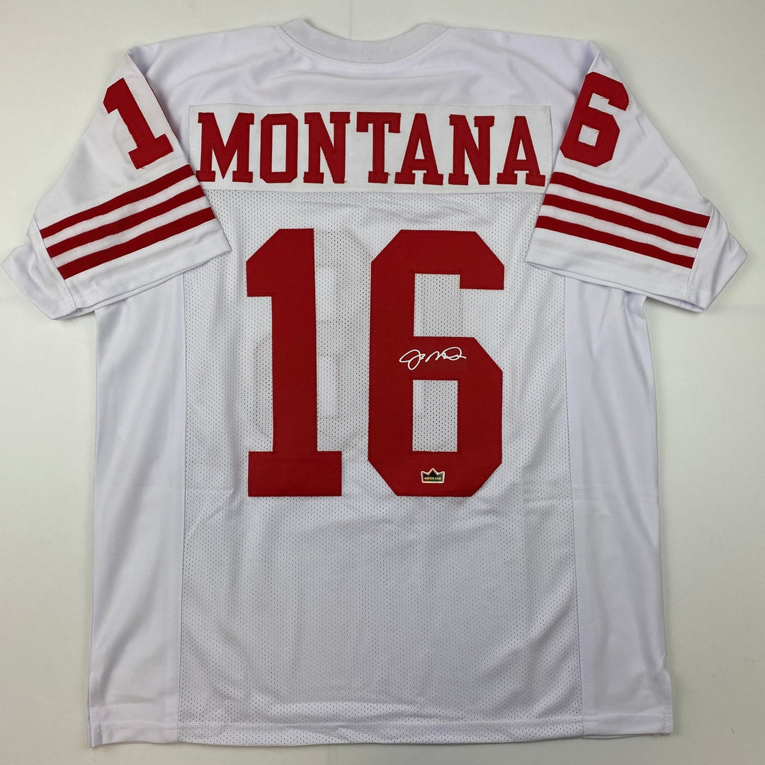 Facsimile Autographed Joe Montana San Francisco White Jersey Size Men's XL
