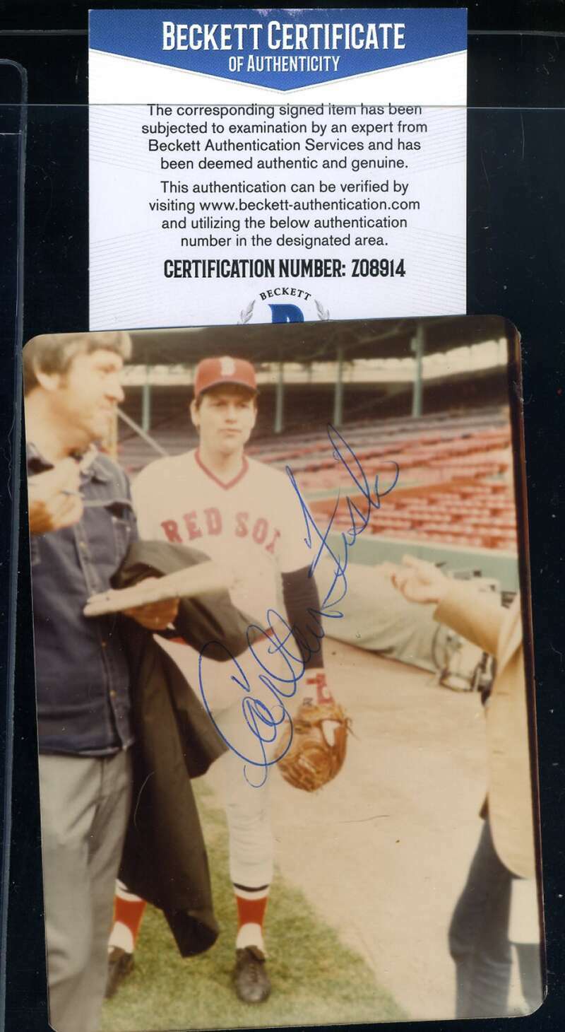 Carlton Fisk BAS Beckett Coa Signed Original 1975 World Series Photo Autograph