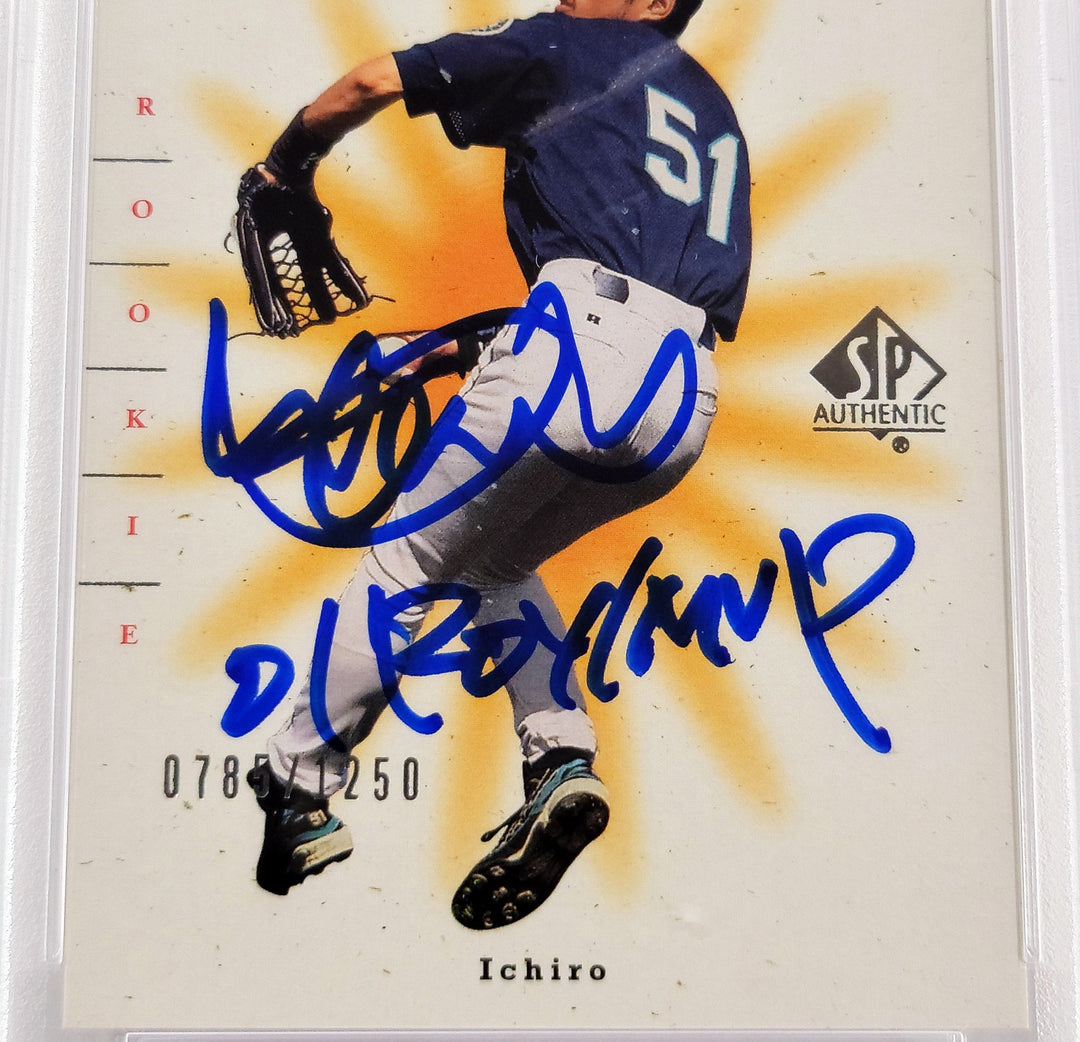 Ichiro Suzuki Auto 2001 SP Authentic RC 91 PSA 8 Sig 10 01 ROY/MVP #785/1250 DNA