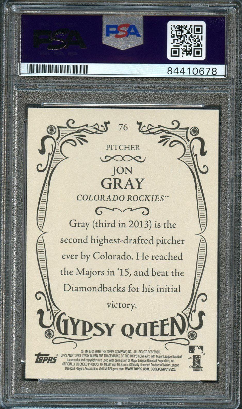 2016 Topps Gypsy Queen #76 Jon Gray Signed Card PSA Slabbed Auto 10 Rockies RC R