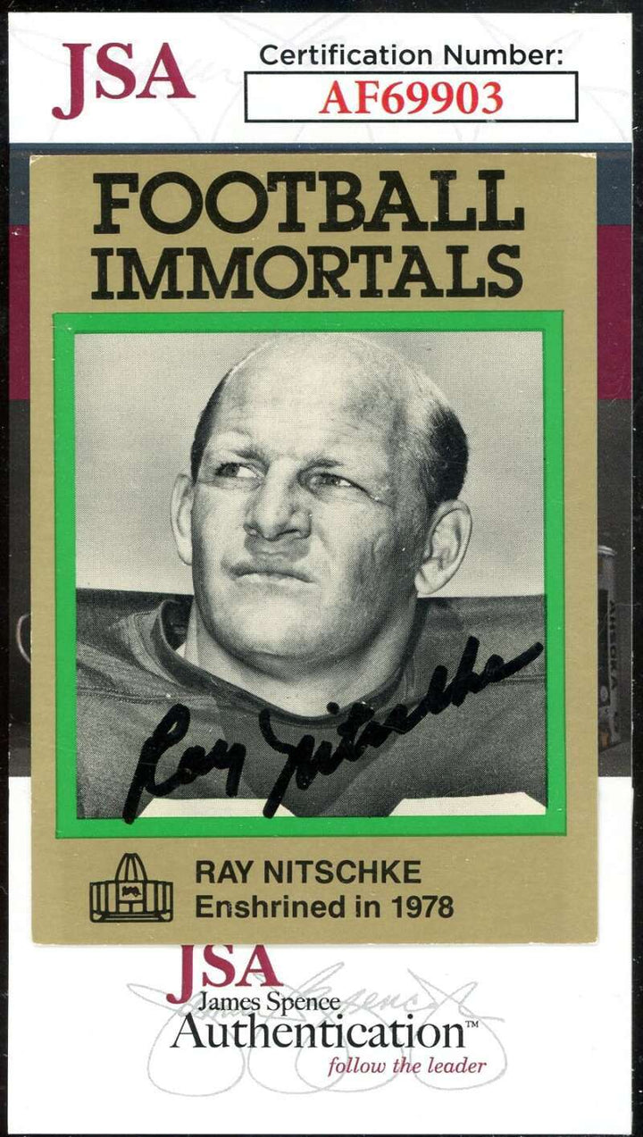 Ray Nitschke JSA Coa Signed 1985-88 Football Immortals Autograph