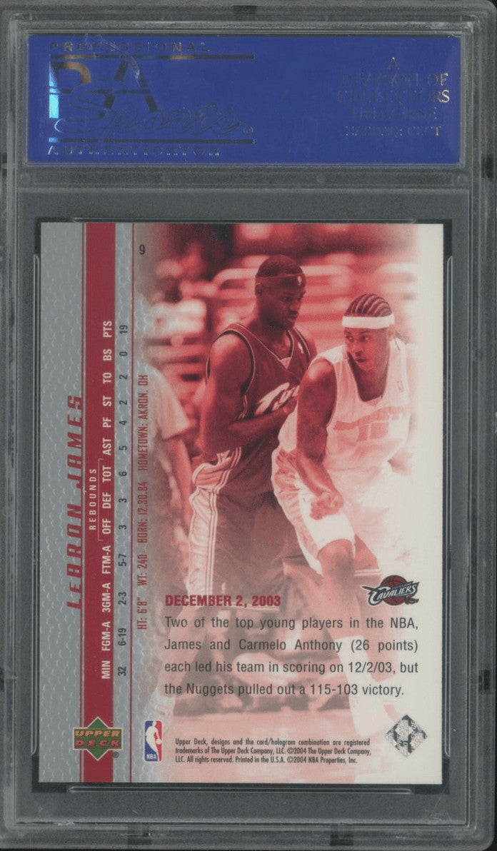 Graded 2003-04 UD LeBron James #9 Phenomenal Beginning Rookie Card PSA 10