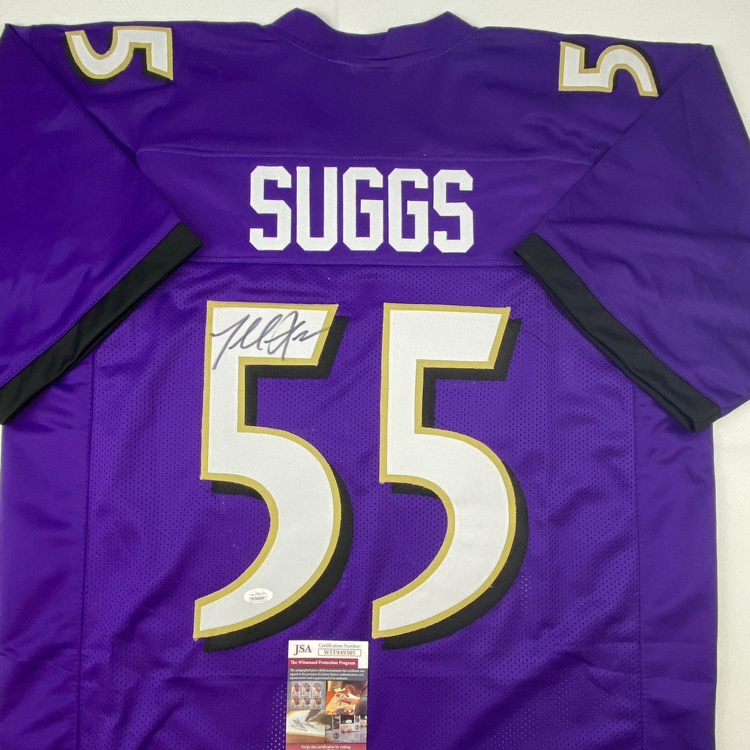 Autographed/Signed Terrell Suggs Baltimore Purple Jersey JSA COA Auto