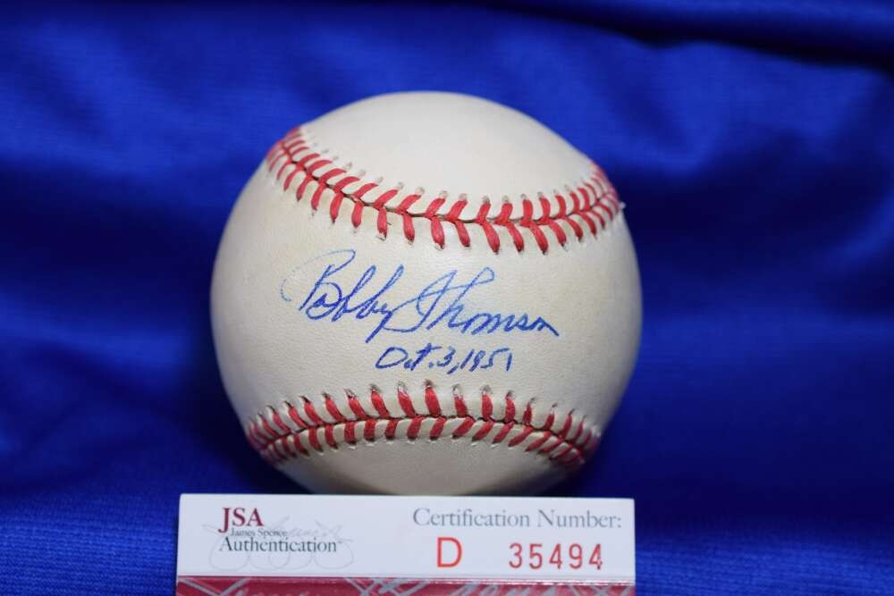 Bobby Thomson JSA COA Autograph National League ONL Signed Baseball OCT 3 1951