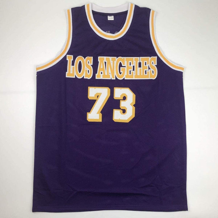 Autographed/Signed Dennis Rodman Los Angeles LA Purple Jersey PSA/DNA COA