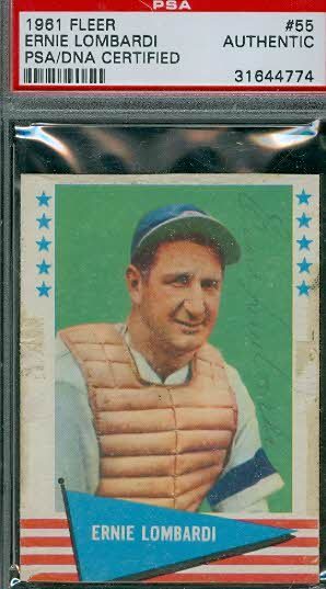 Ernie Lombardi Autograph 1961 Fleer Signed Psa/dna