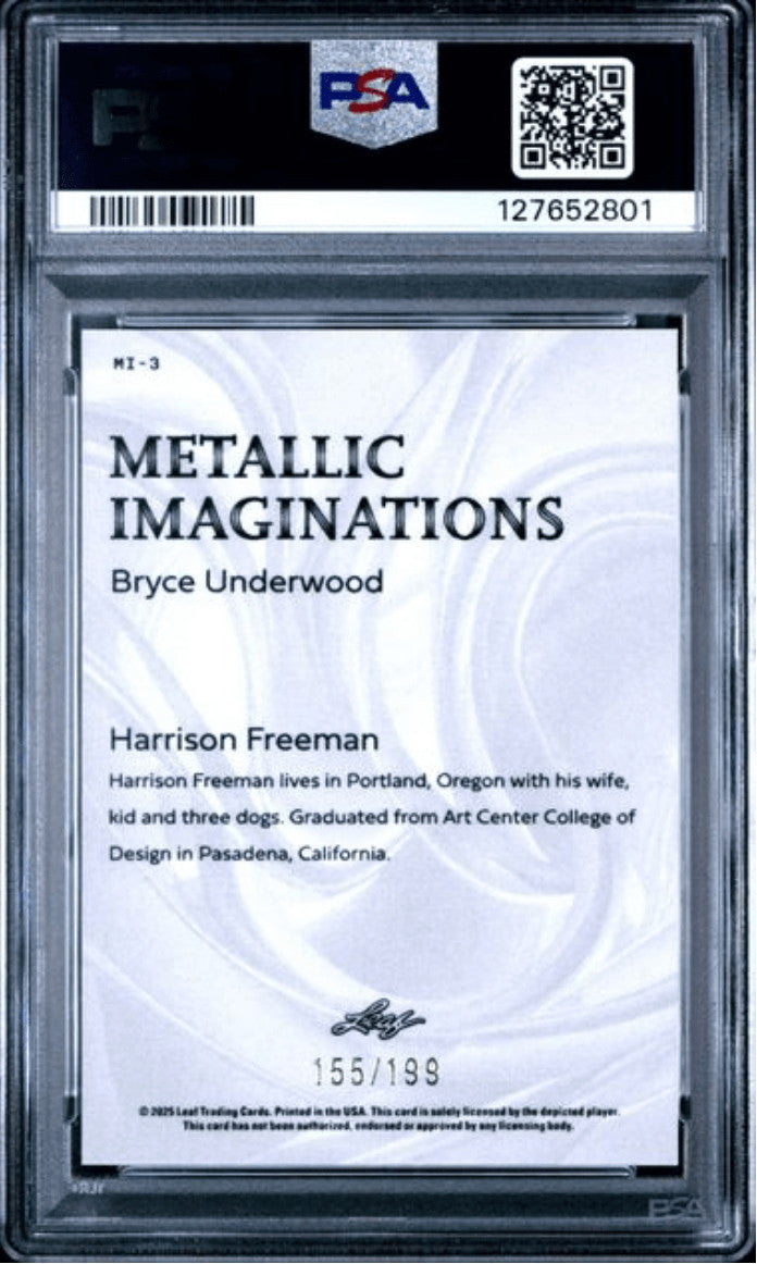 Graded 2025 Leaf Bryce Underwood MI3 Metallic 2 Red /199 Rookie Card PSA 10