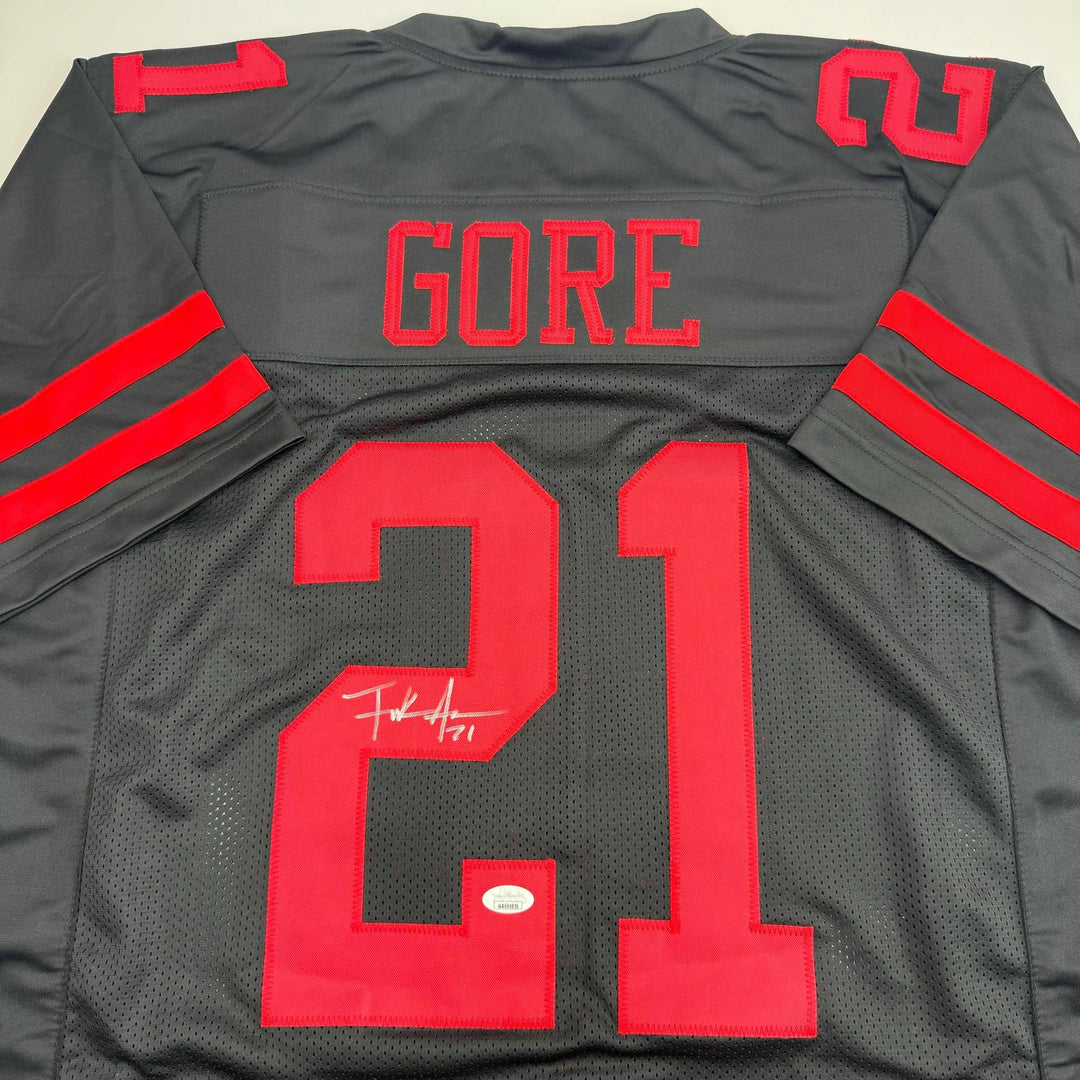 Autographed/Signed Frank Gore San Francisco Black Football Jersey BAS COA