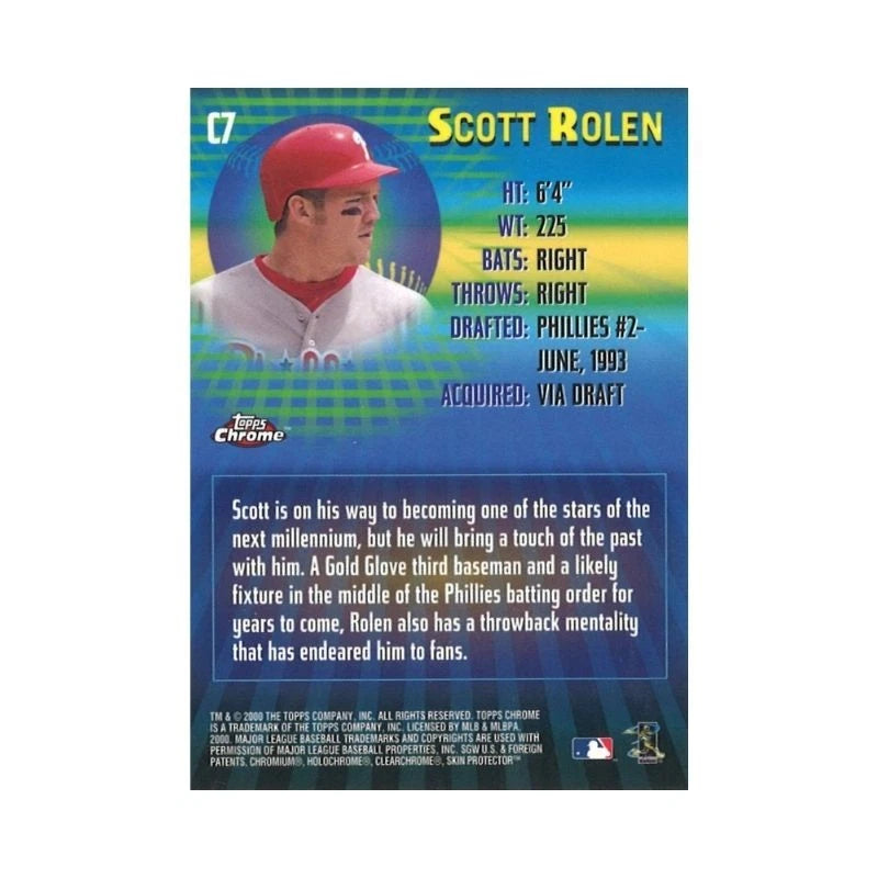 2000 Topps Chrome 21st Century Topps Scott Rolen Autograph (CX Auth)