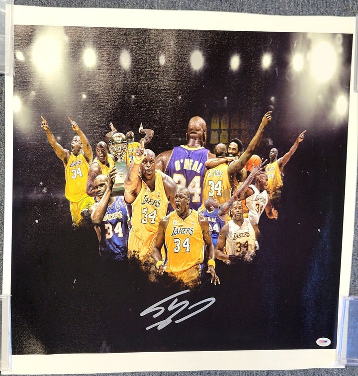 SHAQUILLE O'NEAL Signed 18x24 Canvas Photo LAKERS HOF Shaq Auto ~ PSA/DNA Holo