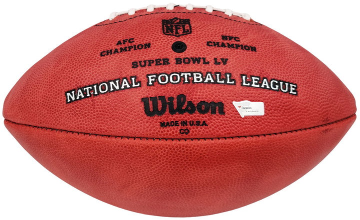 Tom Brady Auto Official NFL Leather SB LV Logo Football Buccaneers Fanatics Holo