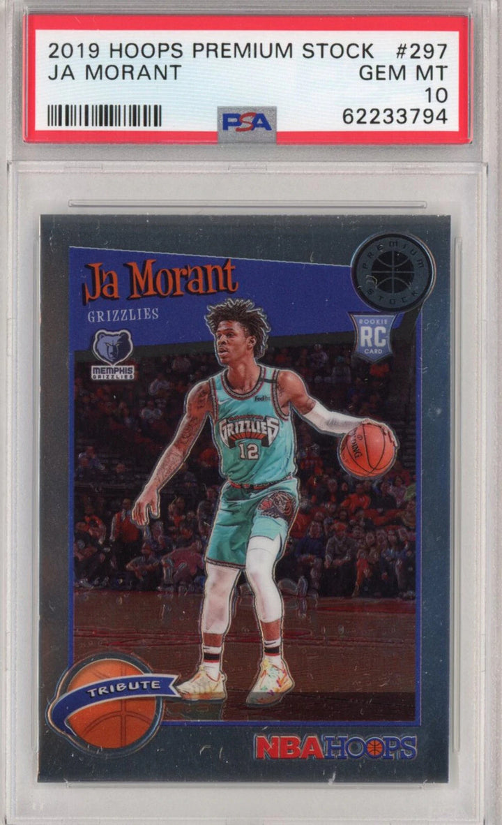 Graded 2019-20 Panini Hoops Premium Stock Ja Morant #297 Rookie Card PSA 10 Mint