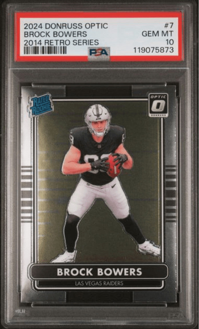 Graded 2024 Panini Donruss Optic Brock Bowers #7 2014 Retro RC Card PSA 10