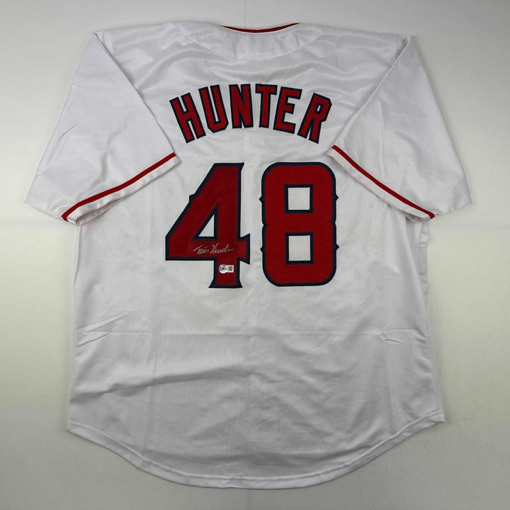 Autographed/Signed Torii Hunter Los Angeles Anaheim White Jersey BAS COA