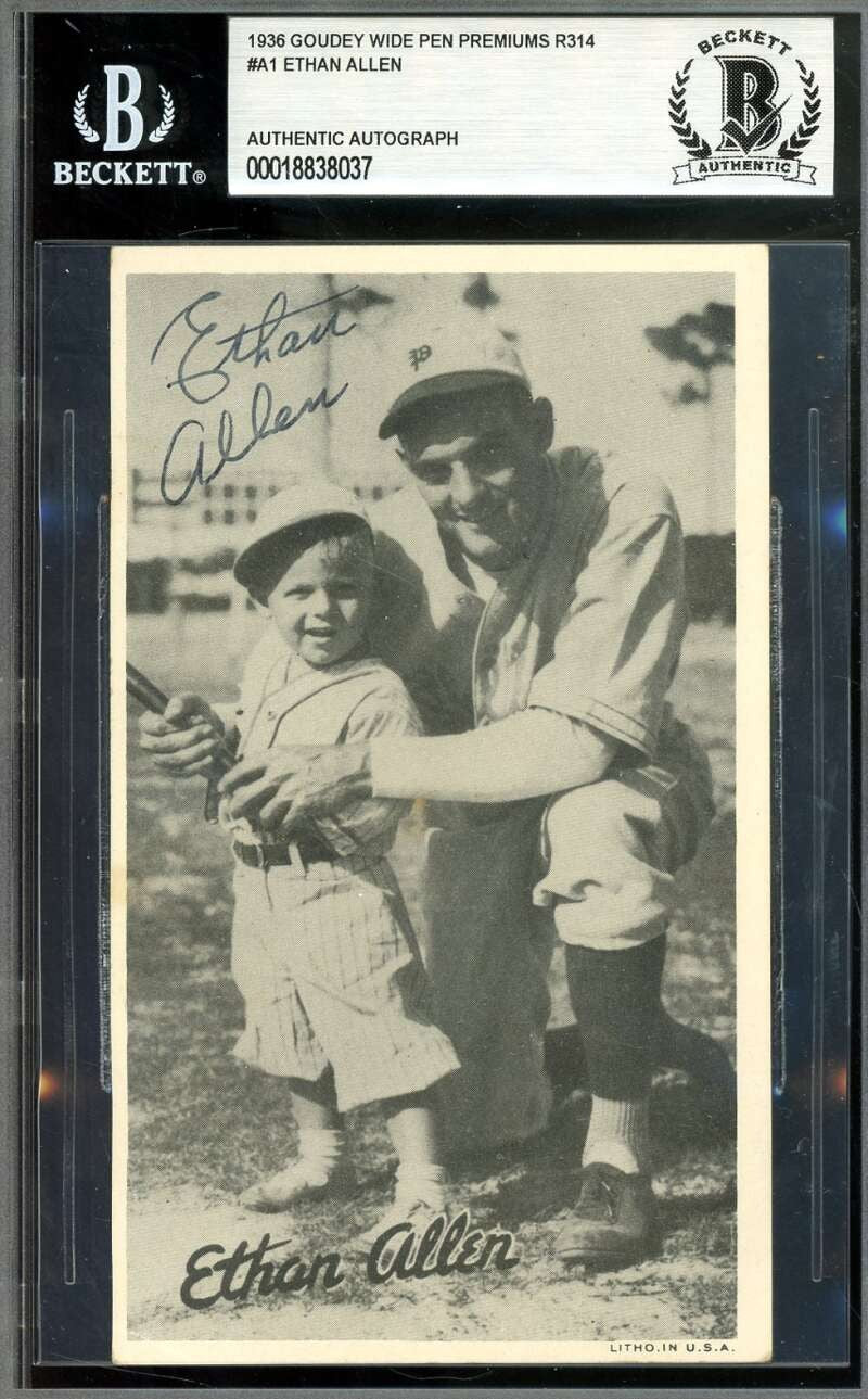 Ethan Allen Beckett BAS Signed 1936 Goudey Wide Pen Premiums R314 Autograph