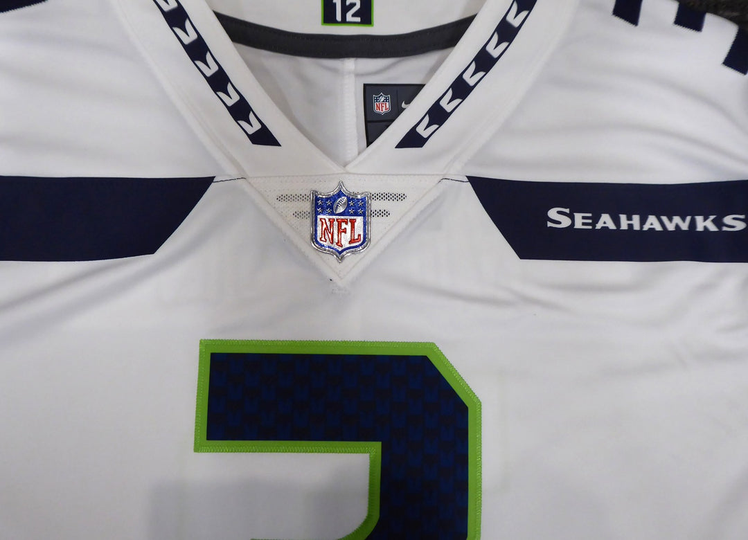 Seattle Seahawks Russell Wilson Signed White Nike Twill Jersey Size XL RW Holo