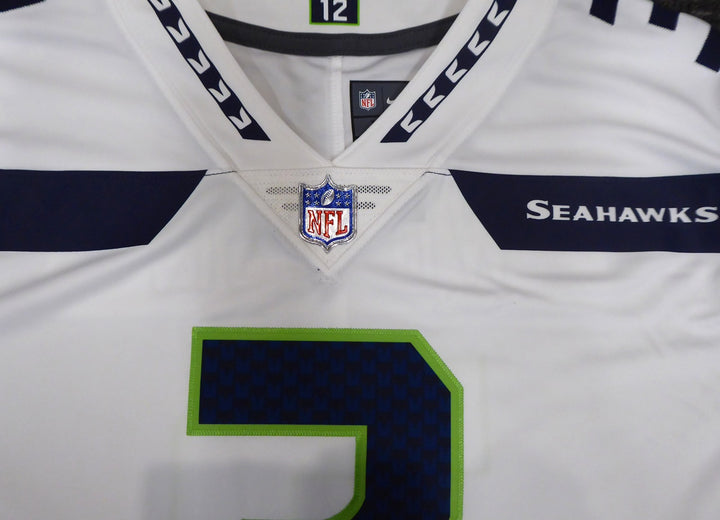 Seattle Seahawks Russell Wilson Signed White Nike Twill Jersey Size XL RW Holo