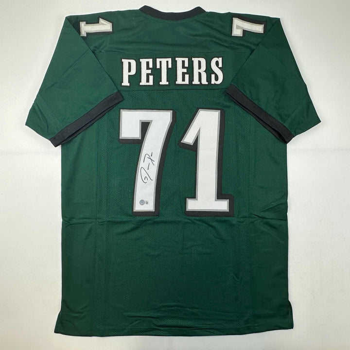 Autographed/Signed JASON PETERS Philadelphia Green Jersey JSA COA Auto