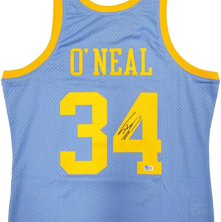 Lakers Shaquille ONeal Auto Blue Auth Mitchell Ness 01 HWC Swingman Jersey L BAS